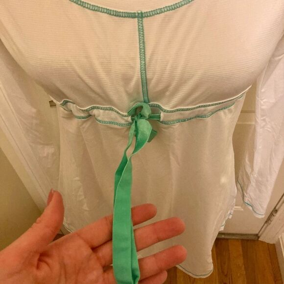 prAna Felicity White and Teal Long Sleeve Lightweight Top - Picture 6 of 8